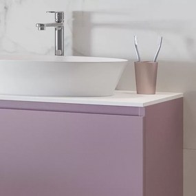 Mobile bagno 80cm sospeso con piano da appoggio in resina bianca SP-80B - KAMALU