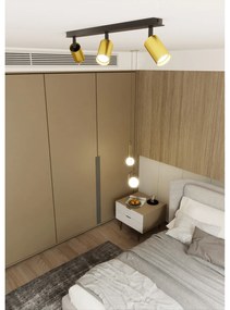 Plafoniera Spot Faretti Regolabili 3 Luci Guanyin A Cilindro In Acciaio Nero E Oro