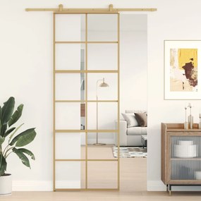 Porta Scorrevole Dorata 76x205 Vetro Trasparente Esg Alluminio /
