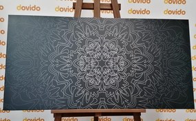 Quadro su tela – Mandala ornamentale in bianco e nero