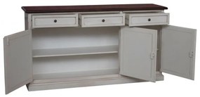 Credenza classica in legno massello bianco anticato piano noce