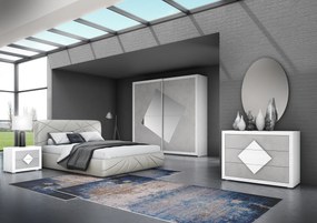 Camera Matrimoniale Ancy Frassino Bianco Cemento Specchio