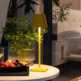 Lindby Janea, lampada da tavolo ricaricabile a LED, giallo Mimosa