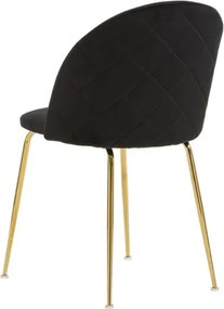 Sedia da pranzo in velluto Nero con gambe in metallo Oro - PARIS 2 sedie