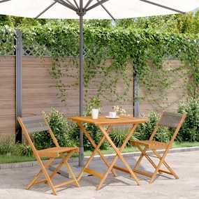 Set Da Bistrot 3pz Grigio İn Polipropilene E Legno Massello /