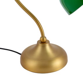 Lampada da tavolo classica bronzo con vetro opale verde - Clerk
