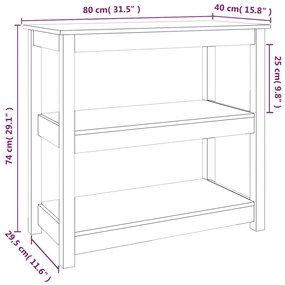 Tavolo Consolle Miele 80x40x74 cm in Legno Massello di Pino