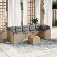 Set Divano da Giardino 8 pz con Cuscini Beige in Polyrattan 3224036