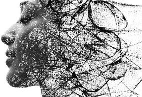 Stampa su tela – Donna con elementi astratti