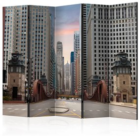 Paravento separè Chicago Street II - paesaggio urbano con grattacieli