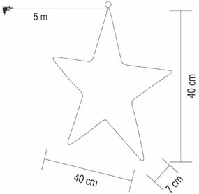 Decorazione natalizia LED 320xLED/230V, stella 45 cm, bianco caldo