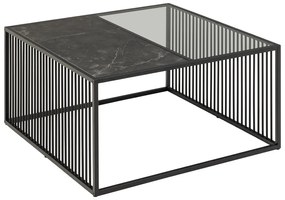 Tavolino nero con piano in vetro 80x80 cm Strington - Actona