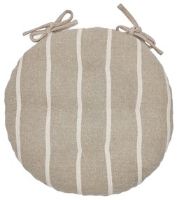 Kave Home - Cuscino rotondo per sedia Margarida 100% cotone beige con motivo a righe bianche Ã˜ 40 cm