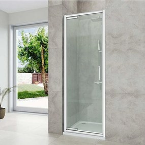 Porta doccia battente Easy L 80 x H 190cm, Sp. 6 mm in vetro vetro senza finitura / trasparente profilo cromo
