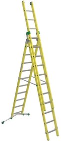 Scala a sfilo FACAL Vetroprima in fibra di vetro 3 rampe da 11 gradini portata massima 150 kg EN 131 per lavori fino a 9 m