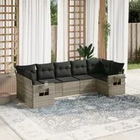 Set Divani da Giardino 7pz con Cuscini Grigio Chiaro Polyrattan 3252929