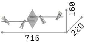 Plafoniera Contemporanea Slem Metallo Nickel 4 Luci Gu10 10W 3000K Luce Calda