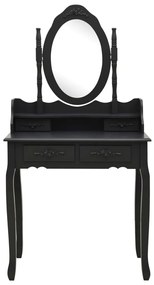 Tavolo da trucco con sgabello nero 75x69x140 cm legno paulownia