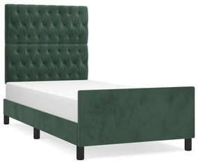 Giroletto con testiera verde scuro 90x190 cm in velluto