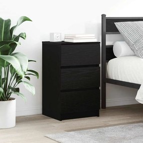 Comodini Con 3 Cassetti 2 Pz Nero 39x35x65 Cm /