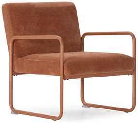 Poltrona color terracotta con rivestimento in ciniglia Vince – MOME