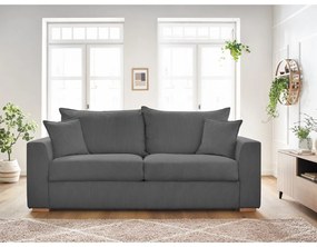 Divano grigio allungabile con rivestimento in velluto a coste 225 cm Augustin – Bobochic Paris