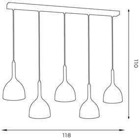 Lampadario a sospensione con filo NOAK 5xE27/60W/230V bianco/legno
