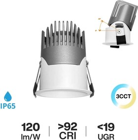 Faro LED da Incasso 6W Foro Ø45mm IP65 CCT UGR19 con driver Philips Colore Bianco Variabile CCT