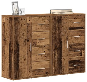 Credenza set di 2 legno invecchiato legno massello credenza