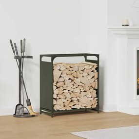 Rastrelliera Per Legna Da Ardere Verde Oliva 60x28x65 Cm /