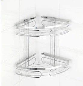 WENKO 20412100 - Mensola angolare PREMIUM in acciaio inossidabile 26,5x27,5 cm, finitura inox/argento