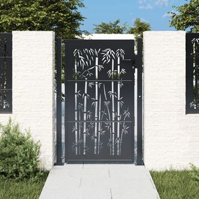 Cancello Giardino Antracite 105x130 Cm İn Acciaio Design Bambù /