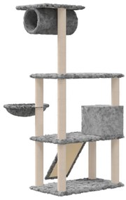 Albero per gatti con tiragraffi in sisal grigio chiaro 131 cm