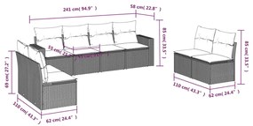 Set Divano da Giardino 8 pz con Cuscini Beige in Polyrattan