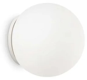 Ideal Lux -  Applique MAPA AP1 D15  - Piccola e sferica applique bianca, con diffusore in vetro soffiato e acidato. Finitura: nickel satinato. Design italiano.