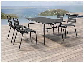 Sala da pranzo da giardino un tavolo L.160 cm e 4 sedie impilabili in Metallo Nero  - MIRMANDE di MYLIA