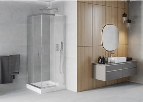 Mexen Rio cabina doccia quadrata 70 x 70 cm, trasparente, cromo + piatto doccia Rio, bianco - 860-070-070-01-00-4510