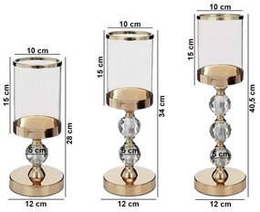 Set da 3 portacandele dorati