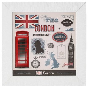 Quadro Londra con cornice con argento Miro Silver, 70x70 cm