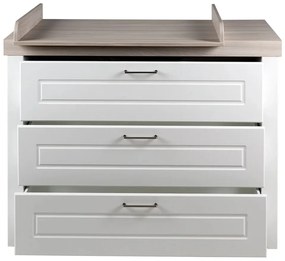 Cassettiera bassa per bambini bianca in olmo con fasciatoio 120x98 cm Felicia - Roba