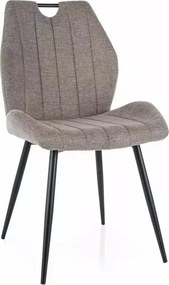 Sedia Arco Brego in tessuto beige e struttura in metallo nero opaco – 51x43x91 cm