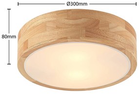 Lindby Tanju plafoniera, legno di rovere, Ø 30 cm