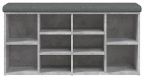 Panca porta scarpe grigio cemento 102x32x50cm legno multistrato