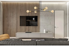 Lampadario Industrial 6 Luci Benzaiten A Bracci In Acciaio Nero E Oro