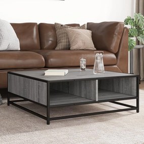 Tavolino Grigio Sonoma 80x80x30 Cm İn Truciolato E Metallo /
