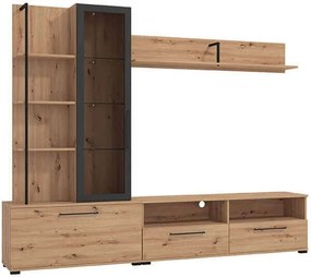 GRACIE - parete attrezzata con anta, vetrina e due cassetti moderna minimal in legno