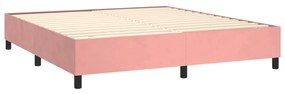 Letto a molle con materasso e led rosa 180x200 cm in velluto