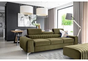 Divano color kaki allungabile e rivestimento in velluto 261 cm Laurence – ELTAP