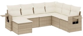 Set divani da giardino 7 pz con cuscini beige in polyrattan