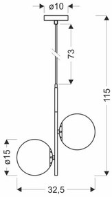 Lampadario a sospensione con filo DUO 2xE14/40W/230V oro/nero